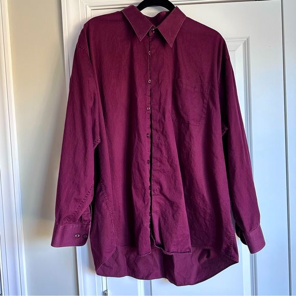 Men’s Pronto Uomo Casual Button-Down Shirt, Burgundy, size 18 34/35 - Picture 1 of 7